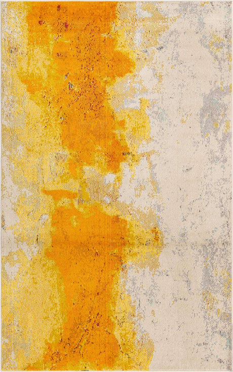 Yellow 5' 1 x 8' Estrella Rectangle Area Rug 100% Polypropylene Non-Shedding Stain Resistant Carpet Colorful Modern Abstract Design Easy Clean for Home Decor for Sale at Rug Engine