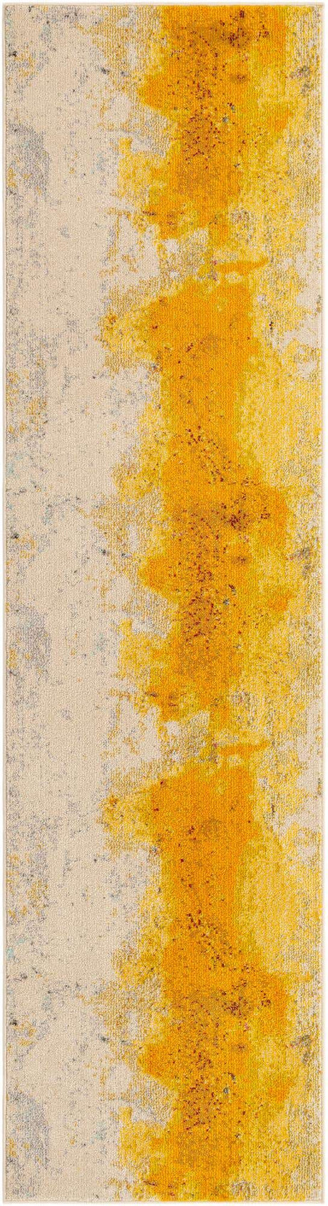 Yellow 2' 7 x 10' Estrella Runner Area Rug 100% Polypropylene Non-Shedding Stain Resistant Carpet Colorful Modern Abstract Design Easy Clean for Home Decor for Sale at Rug Engine