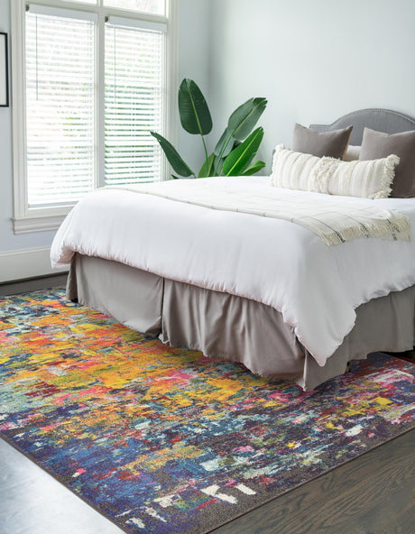 Multicolor 8' x 11' Estrella Rectangle Area Rug 100% Polypropylene Non-Shedding Stain Resistant Carpet Colorful Modern Abstract Design Easy Clean for Home Decor for Sale at Rug Engine