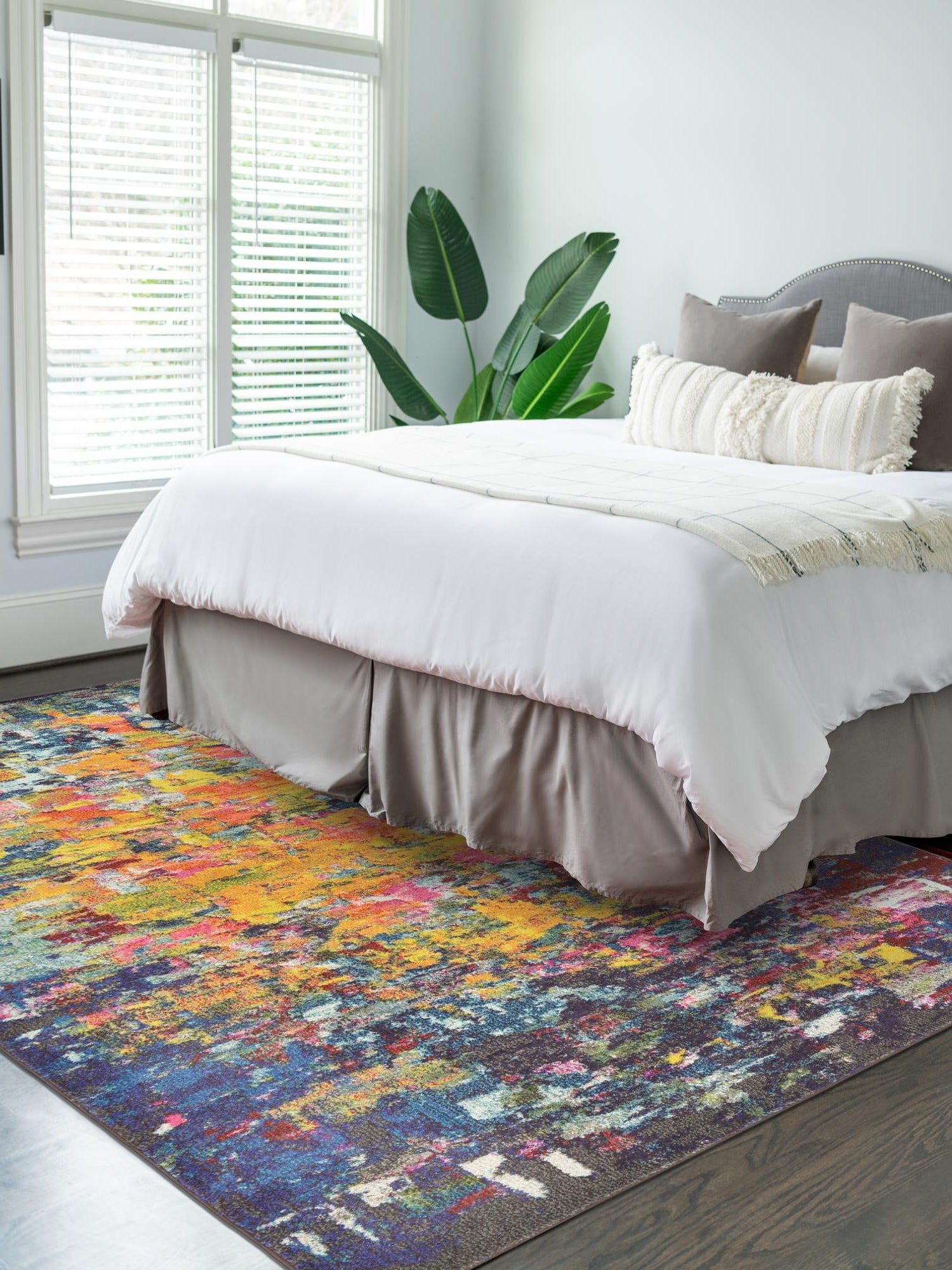 Multicolor 5' 1 x 8' Estrella Rectangle Area Rug 100% Polypropylene Non-Shedding Stain Resistant Carpet Colorful Modern Abstract Design Easy Clean for Home Decor for Sale at Rug Engine