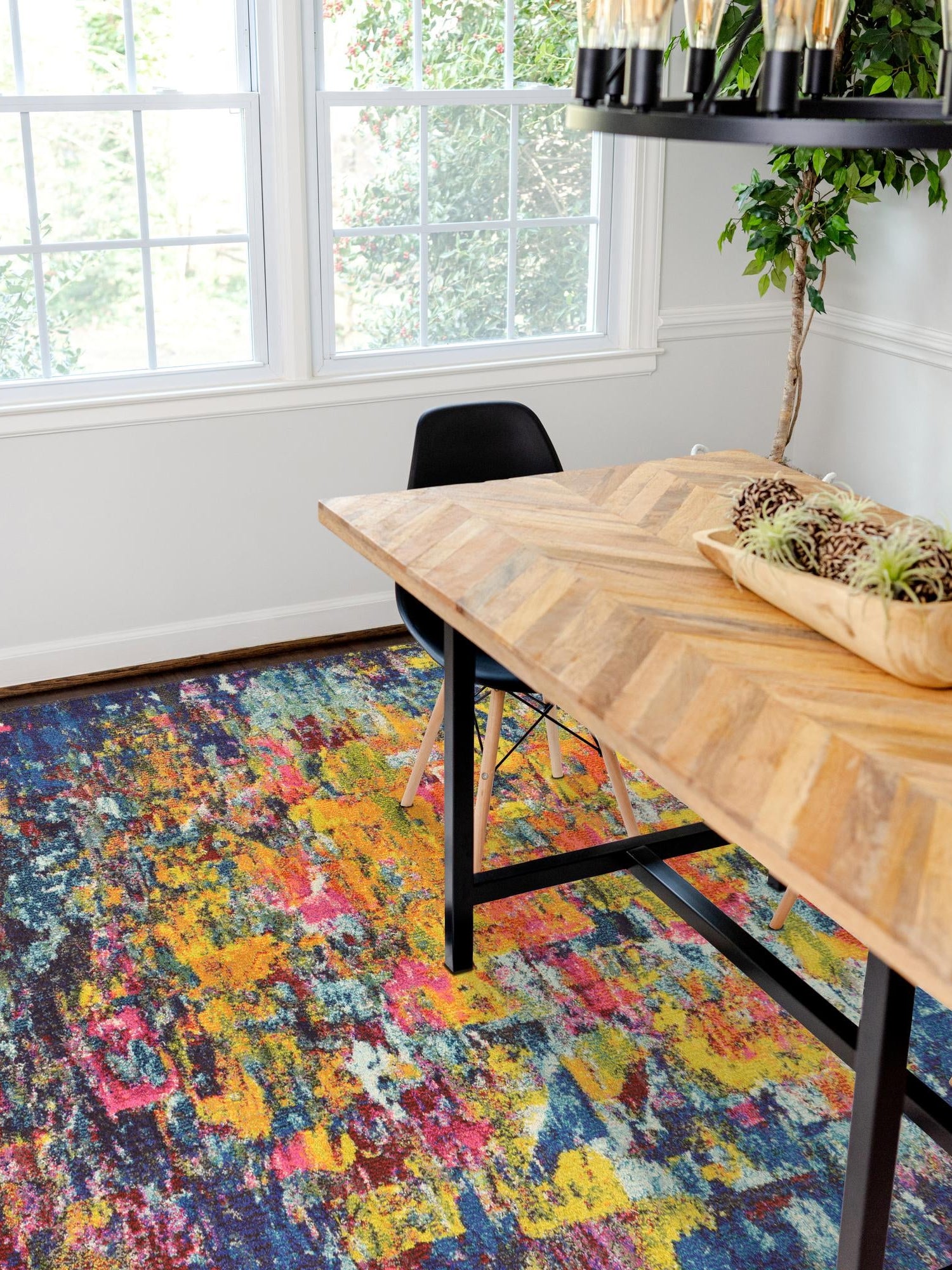 Multicolor 7' 1 x 10' Estrella Rectangle Area Rug 100% Polypropylene Non-Shedding Stain Resistant Carpet Colorful Modern Abstract Design Easy Clean for Home Decor for Sale at Rug Engine