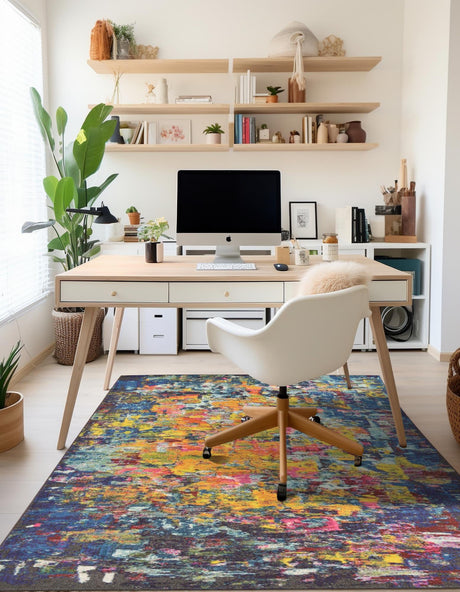 Multicolor 9' x 12' 2 Estrella Rectangle Area Rug 100% Polypropylene Non-Shedding Stain Resistant Carpet Colorful Modern Abstract Design Easy Clean for Home Decor for Sale at Rug Engine
