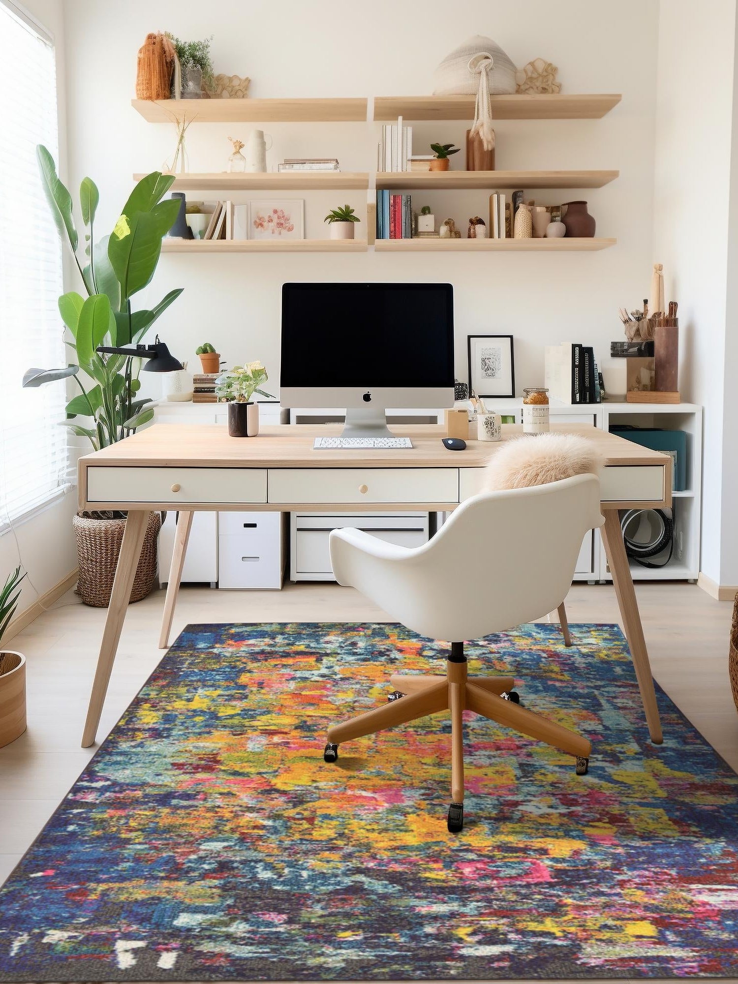 Multicolor 3' 3 x 5' 3 Estrella Rectangle Area Rug 100% Polypropylene Non-Shedding Stain Resistant Carpet Colorful Modern Abstract Design Easy Clean for Home Decor for Sale at Rug Engine