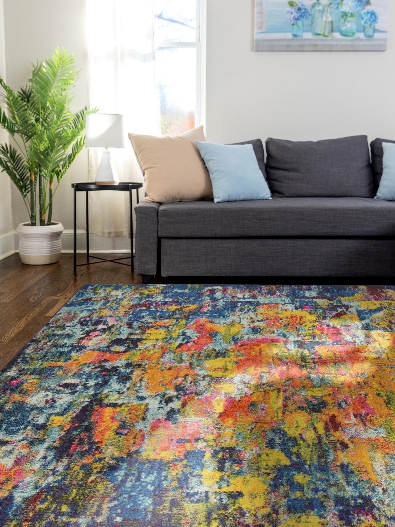 Multicolor 9' x 12' 2 Estrella Rectangle Area Rug 100% Polypropylene Non-Shedding Stain Resistant Carpet Colorful Modern Abstract Design Easy Clean for Home Decor for Sale at Rug Engine