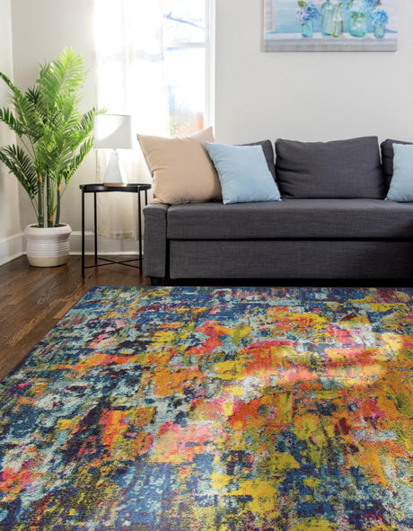 Multicolor 9' x 12' 2 Estrella Rectangle Area Rug 100% Polypropylene Non-Shedding Stain Resistant Carpet Colorful Modern Abstract Design Easy Clean for Home Decor for Sale at Rug Engine