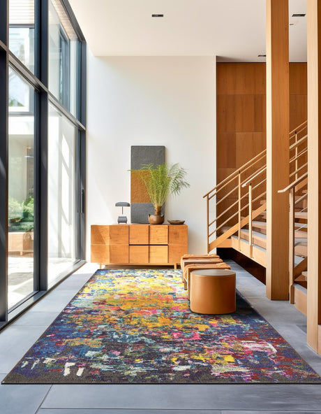 Multicolor 5' 1 x 8' Estrella Rectangle Area Rug 100% Polypropylene Non-Shedding Stain Resistant Carpet Colorful Modern Abstract Design Easy Clean for Home Decor for Sale at Rug Engine