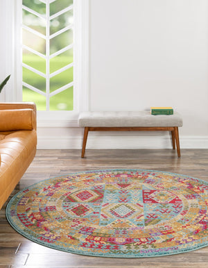 Light Blue 8' x 8' Sedona Round Area Rug