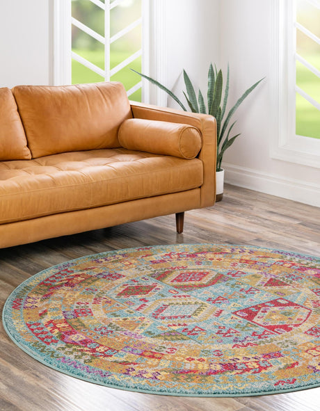 Light Blue 8' x 8' Sedona Round Area Rug