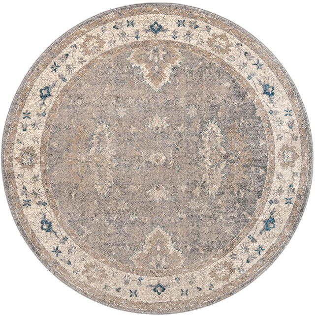 Gray 7' 3 x 7' 3 Salzburg Round Area Rug