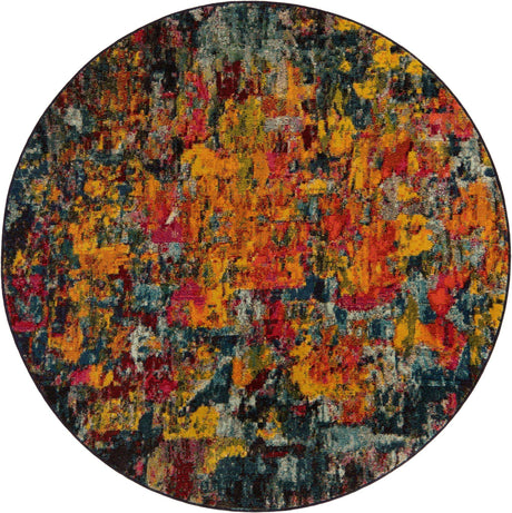 Multicolor 6' 1 x 6' 1 Estrella Round Area Rug 100% Polypropylene Non-Shedding Stain Resistant Carpet Colorful Modern Abstract Design Easy Clean for Home Decor for Sale at Rug Engine