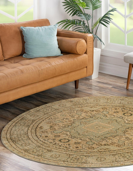 Light Green 3' 1 x 3' 1 Palace Round Area Rug Traditional Motif Design 100% Polypropylene Majestic Carpet for Elegant Interior Decorating for Sale at Rug Engine