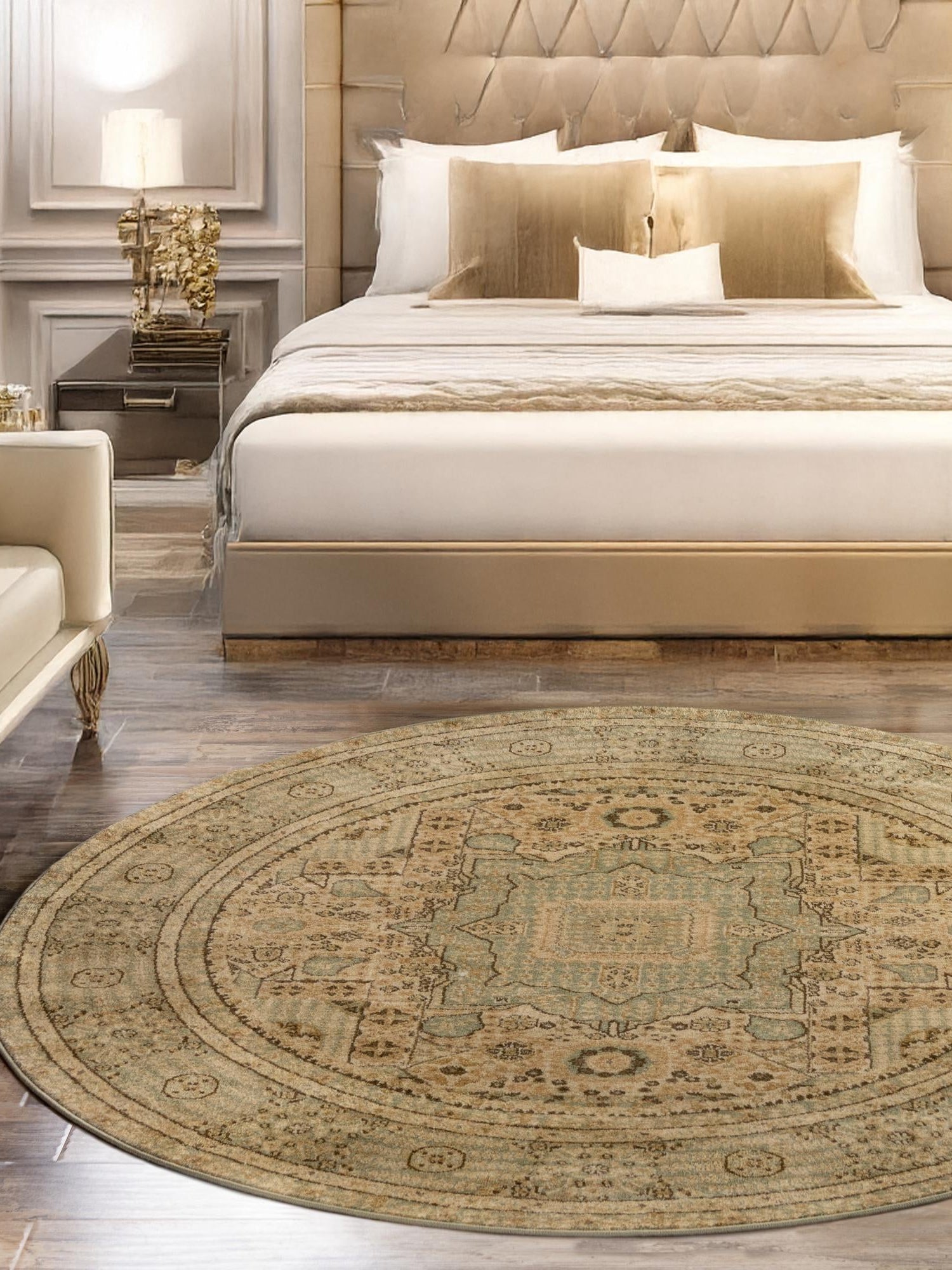 Light Green 6' 1 x 6' 1 Palace Round Area Rug