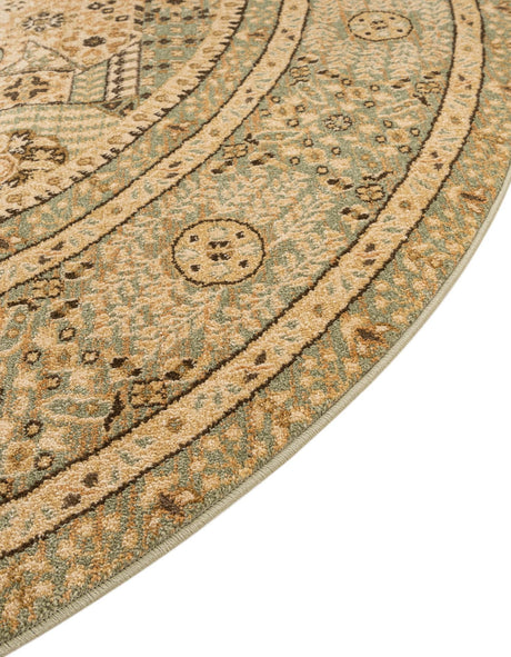 Light Green 6' 1 x 6' 1 Palace Round Area Rug Traditional Motif Design 100% Polypropylene Majestic Carpet for Elegant Interior Decorating for Sale at Rug Engine