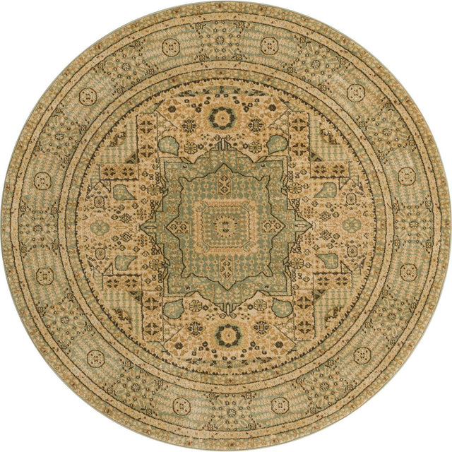 Light Green 6' 1 x 6' 1 Palace Round Area Rug