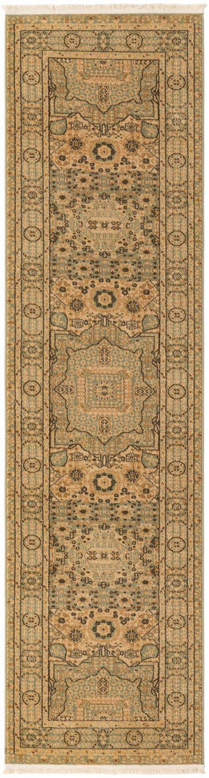 Light Green 2' 7 x 10' Palace Runner Area Rug