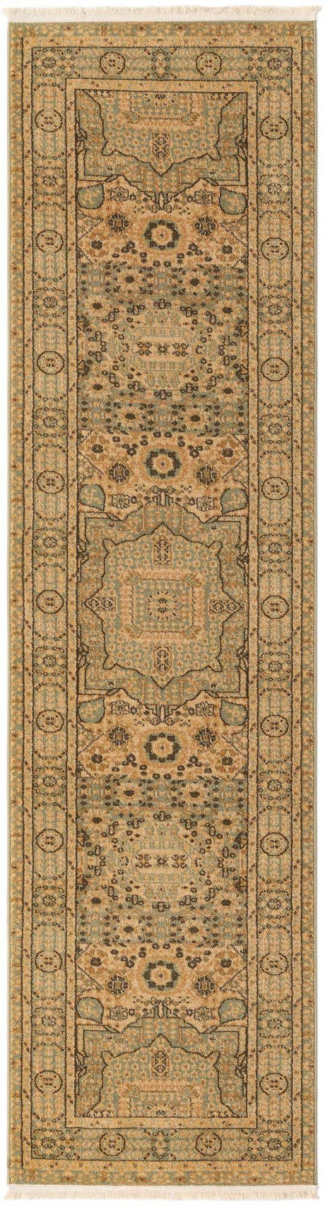 Light Green 2' 7 x 10' Palace Runner Area Rug