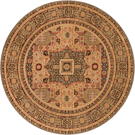 Brown 8' x 8' Palace Round Area Rug