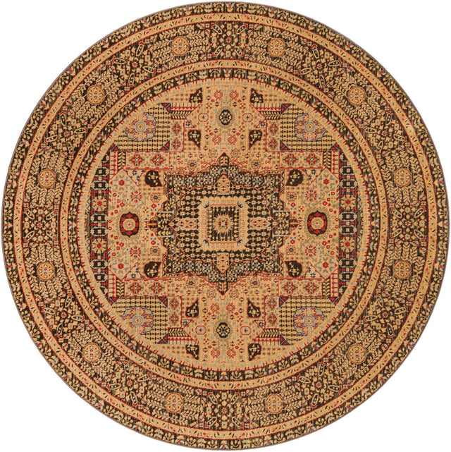 Brown 8' x 8' Palace Round Area Rug