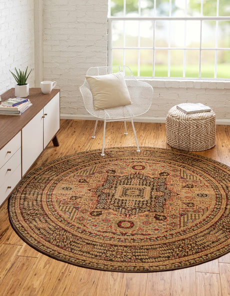Brown 3' 1 x 3' 1 Palace Round Area Rug