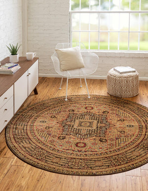 Brown 8' x 8' Palace Round Area Rug