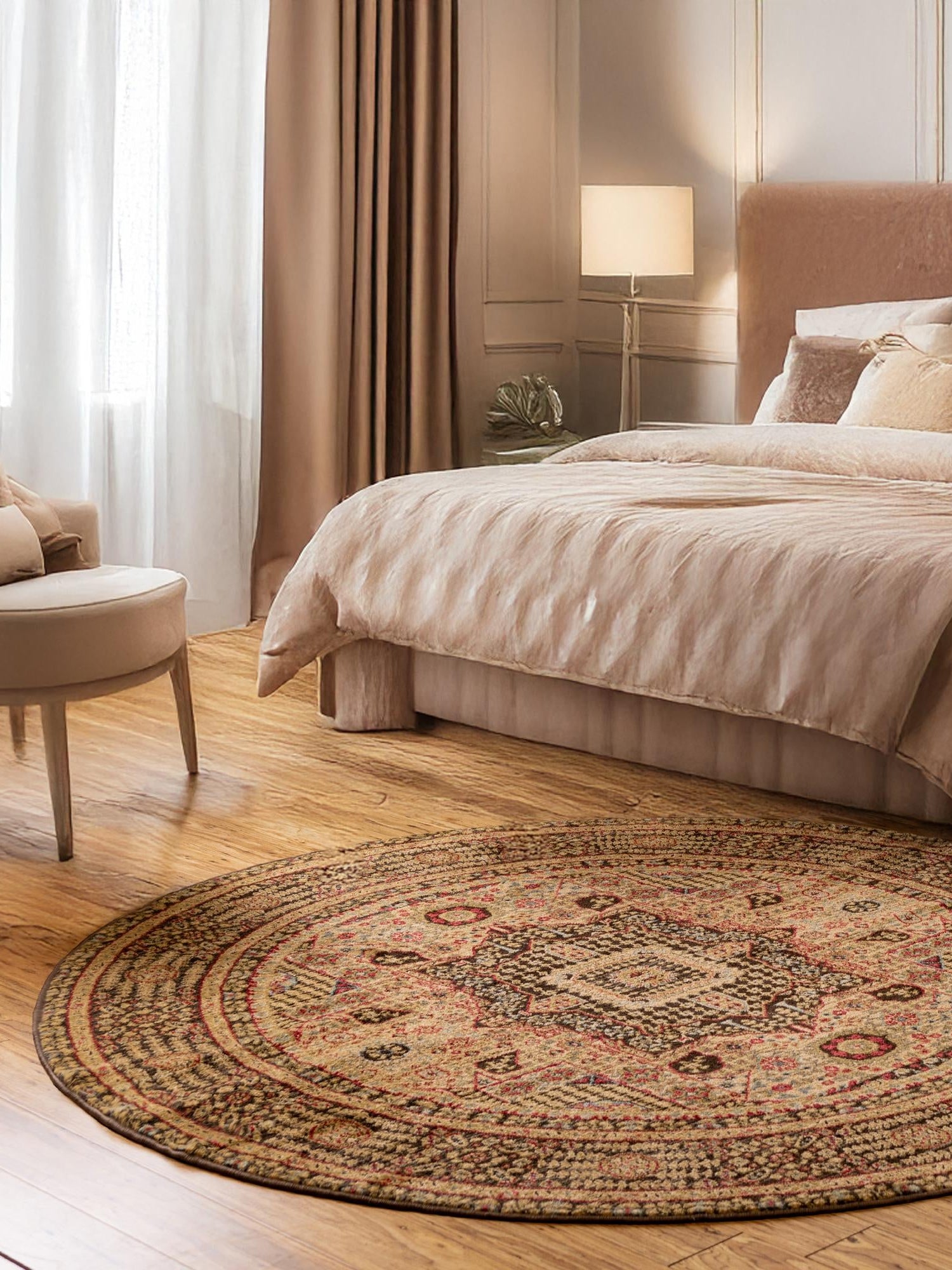 Brown 6' 1 x 6' 1 Palace Round Area Rug