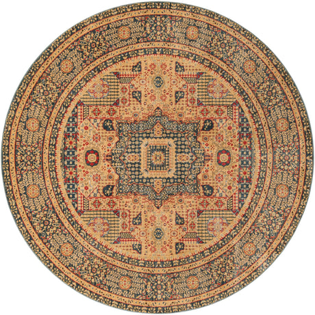 Blue 8' x 8' Palace Round Area Rug