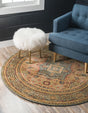 Blue 5' 1 x 5' 1 Palace Round Area Rug