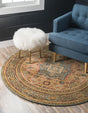 Blue 6' 1 x 6' 1 Palace Round Area Rug Traditional Motif Design 100% Polypropylene Majestic Carpet for Elegant Interior Decorating for Sale at Rug Engine