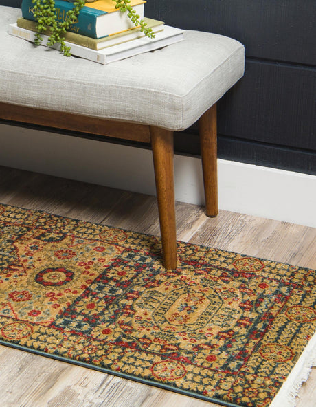 Blue 2' 7 x 13' 1 Palace Runner Area Rug Traditional Motif Design 100% Polypropylene Majestic Carpet for Elegant Interior Decorating for Sale at Rug Engine