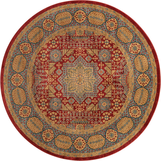 Red 8' x 8' Palace Round Area Rug