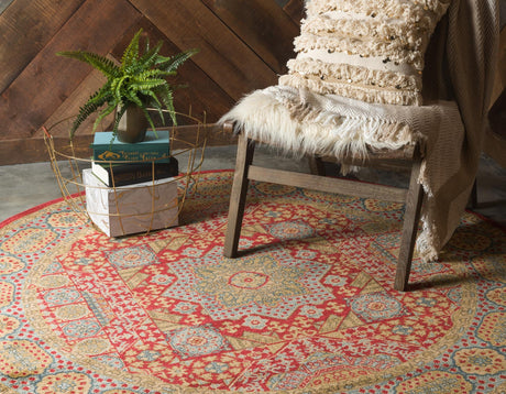 Red 8' x 8' Palace Round Area Rug