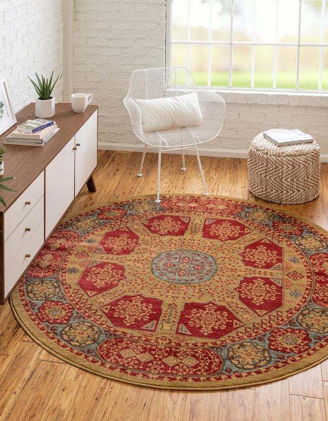 Red 6' 1 x 6' 1 Palace Round Area Rug