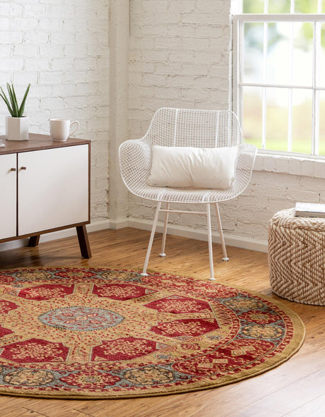 Red 3' 3 x 3' 3 Palace Round Area Rug