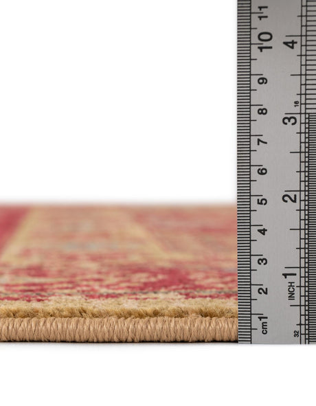 Red 8' x 8' Palace Round Area Rug Traditional Motif Design 100% Polypropylene Majestic Carpet for Elegant Interior Decorating for Sale at Rug Engine