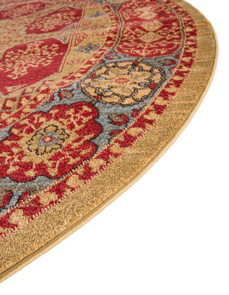 Red 6' 1 x 6' 1 Palace Round Area Rug Traditional Motif Design 100% Polypropylene Majestic Carpet for Elegant Interior Decorating for Sale at Rug Engine