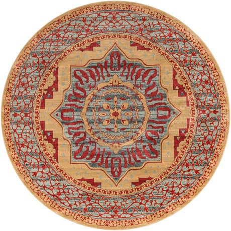 Red 8' x 8' Palace Round Area Rug