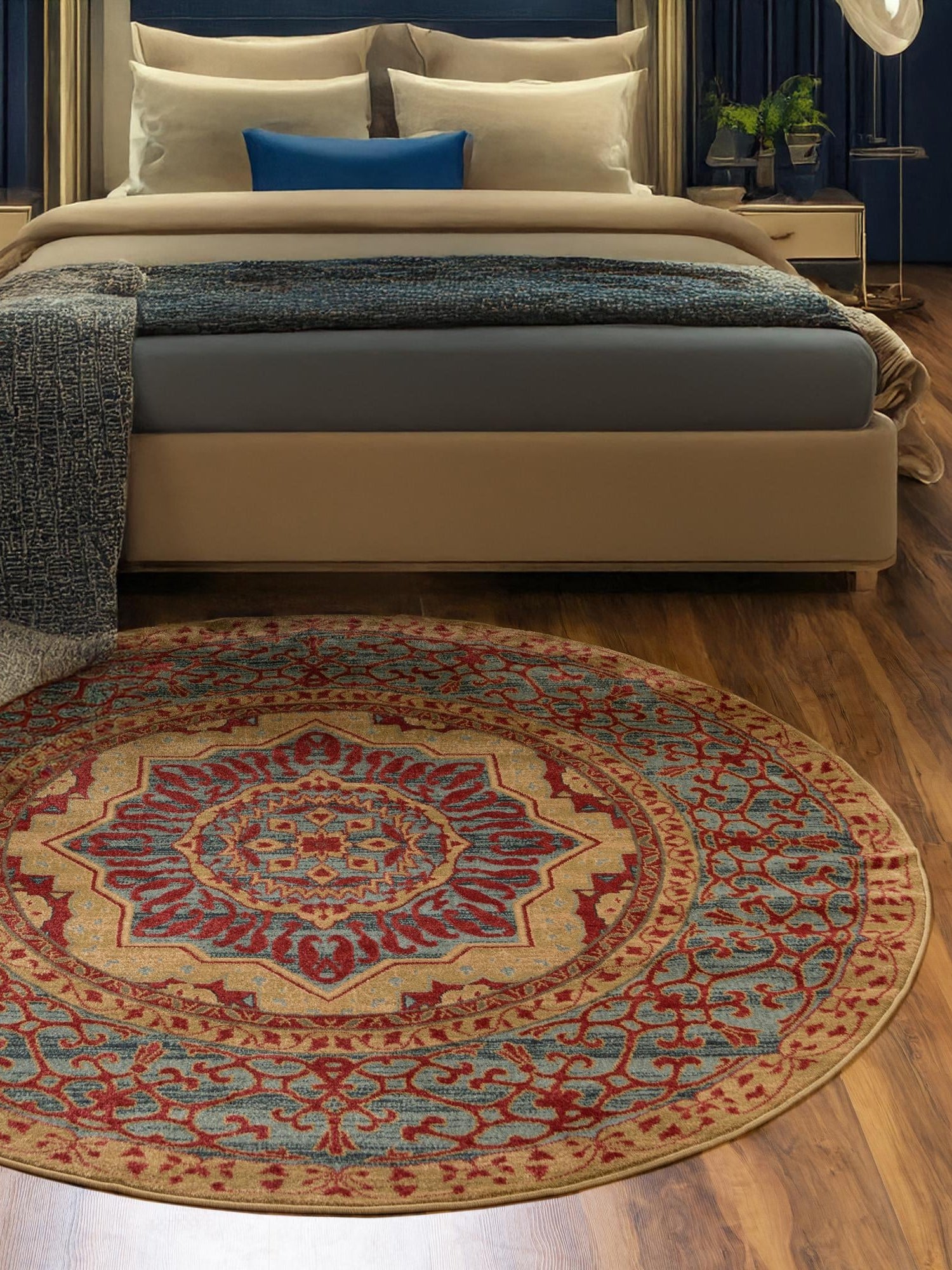 Red 3' 1 x 3' 1 Palace Round Area Rug