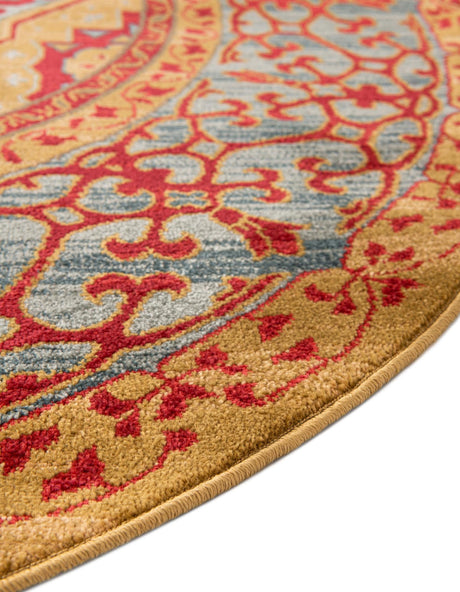 Red 6' 1 x 6' 1 Palace Round Area Rug Traditional Motif Design 100% Polypropylene Majestic Carpet for Elegant Interior Decorating for Sale at Rug Engine