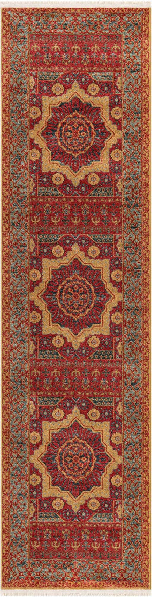 Red 2' 7 x 10' Palace Runner Area Rug