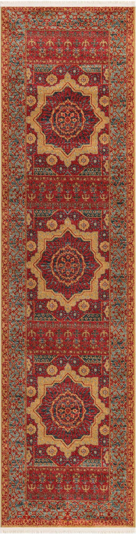 Red 2' 7 x 10' Palace Runner Area Rug
