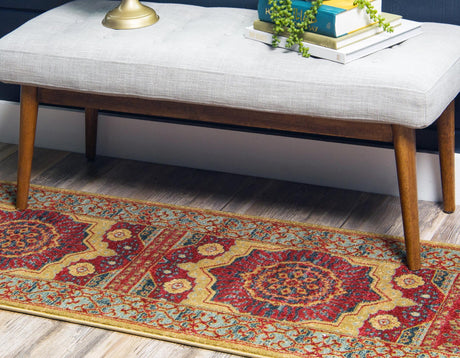 Red 2' 7 x 10' Palace Runner Area Rug Traditional Motif Design 100% Polypropylene Majestic Carpet for Elegant Interior Decorating for Sale at Rug Engine