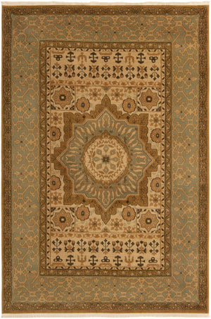 Cream 6' 1 x 9' Palace Rectangle Area Rug