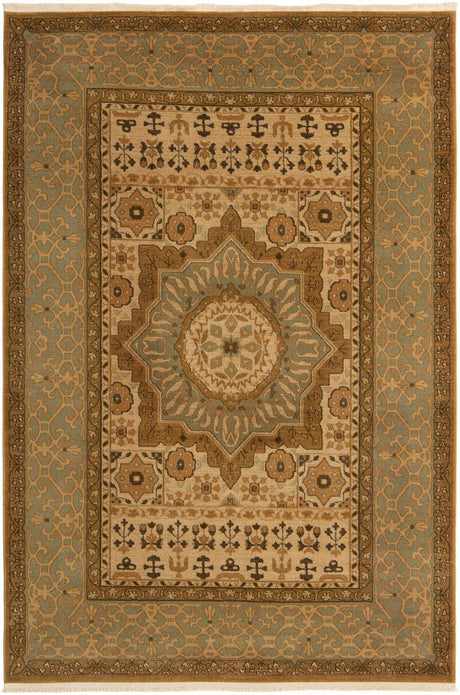 Cream 6' 1 x 9' Palace Rectangle Area Rug