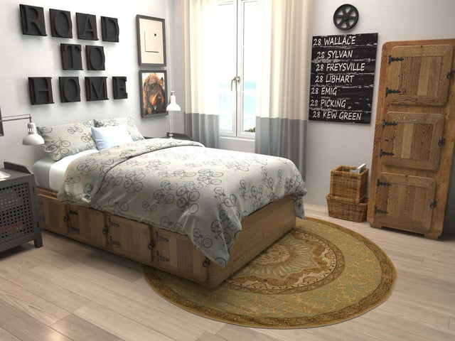 Cream 6' 1 x 6' 1 Palace Round Area Rug