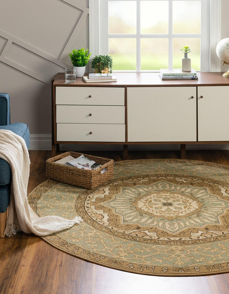 Cream 3' 1 x 3' 1 Palace Round Area Rug Traditional Motif Design 100% Polypropylene Majestic Carpet for Elegant Interior Decorating for Sale at Rug Engine