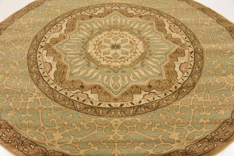 Cream 6' 1 x 6' 1 Palace Round Area Rug Traditional Motif Design 100% Polypropylene Majestic Carpet for Elegant Interior Decorating for Sale at Rug Engine