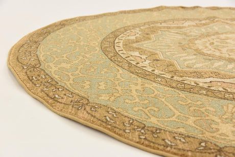 Cream 6' 1 x 6' 1 Palace Round Area Rug Traditional Motif Design 100% Polypropylene Majestic Carpet for Elegant Interior Decorating for Sale at Rug Engine