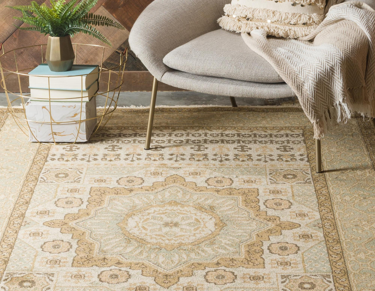 Cream 10' x 11' 4 Palace Rectangle Area Rug