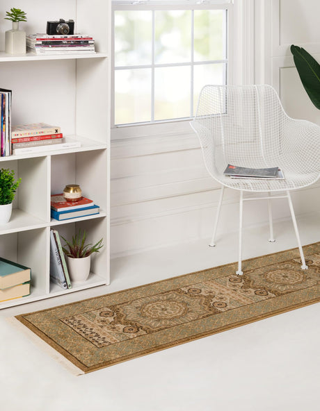 Cream 2' x 6' 1 Palace Runner Area Rug Traditional Motif Design 100% Polypropylene Majestic Carpet for Elegant Interior Decorating for Sale at Rug Engine