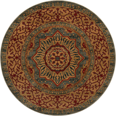 Light Blue 6' 1 x 6' 1 Palace Round Area Rug